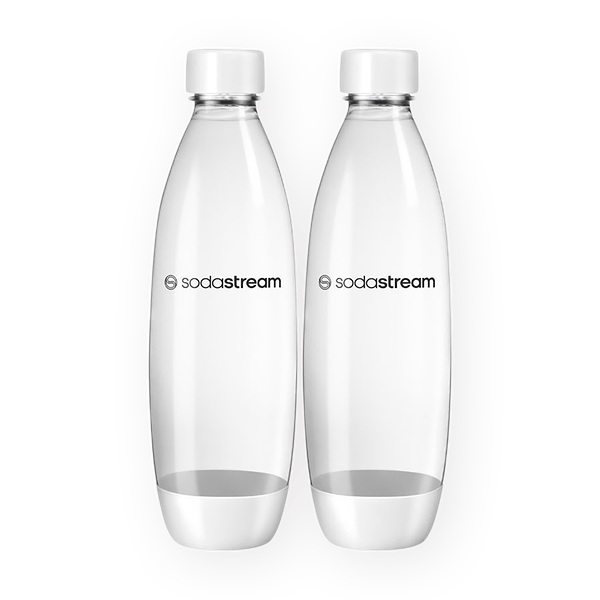 SodaStream pair of 1 liter white plastic bottles FUSE series