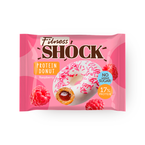 Донат протеиновый FitnessShock с малиновой начинкой