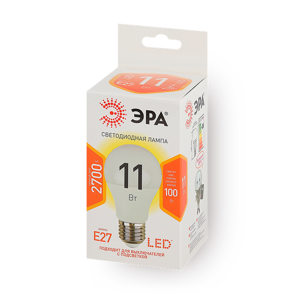 Лампа Эра Led A60-11W-827-E27 Груша тёплый