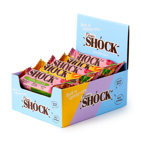 Батончик протеиновый vegan FitnesShock ассорти 12 шт.