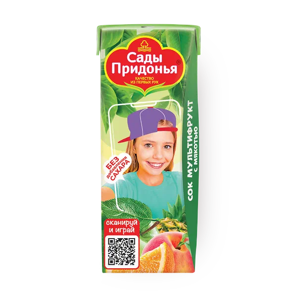Сок «Сады Придонья» Kids мультифрукт с 12 месяцев с мякотью