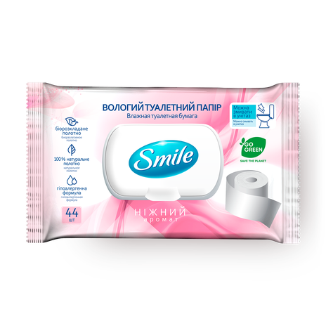 Влажная туалетная бумага Smile Sensitive Fresh с клапаном