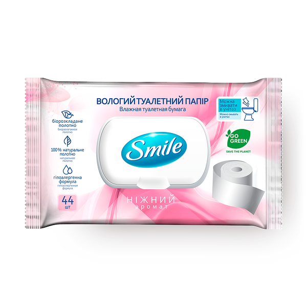 Влажная туалетная бумага Smile Sensitive Fresh с клапаном