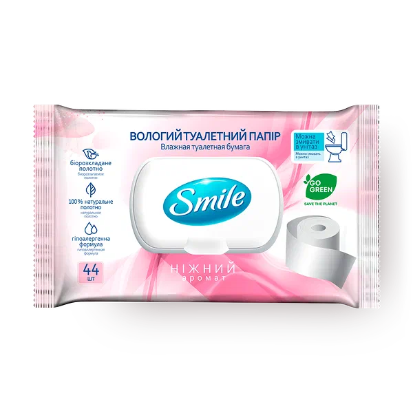 Влажная туалетная бумага Smile Sensitive Fresh с клапаном