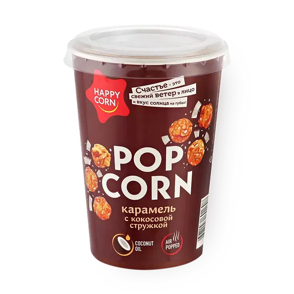 Попкорн Happy Corn карамель с кокосовой стружкой