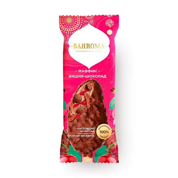 Мороженое пломбир Bahroma вишневый маффин эскимо