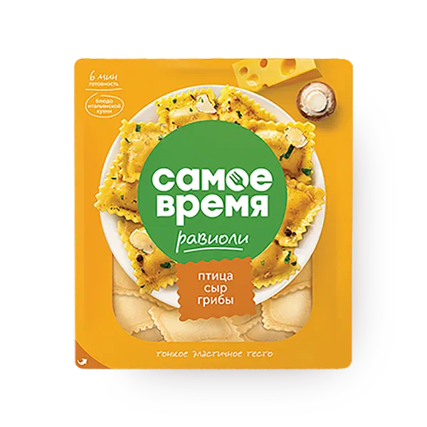 Равиоли с филе птицы, сыром и рибами «Самое время» замороженные