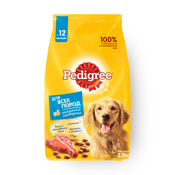 Сухой корм Pedigree для взрослых собак всех пород с говядиной