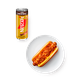 Хот-дог с запечённым сыром чеддер и говяжьей колбаской, 200 g + Напиток кофейный Nescafe Original с молоком негазированный, 240 ml