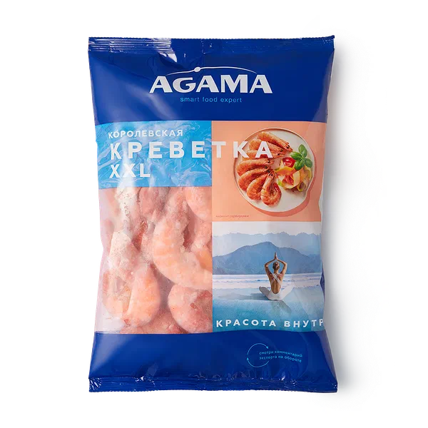 Креветки королевские 41/50 XXL Agama неразделанные варёно-мороженые