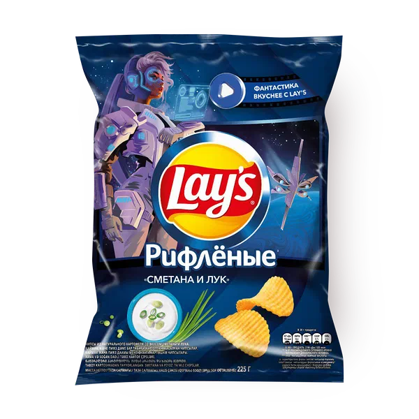 Чипсы Lay's сметана и лук рифлёные
