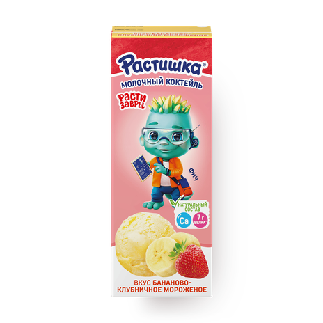 Коктейль молочный Rastishka бананово-клубничное мороженое