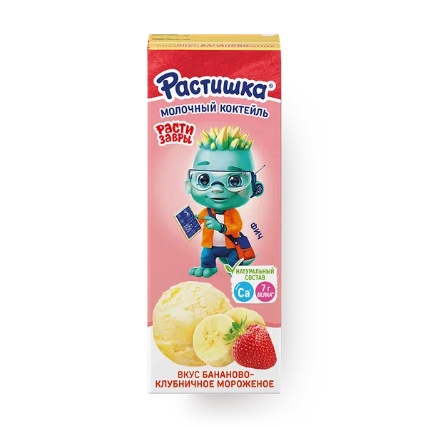 Коктейль молочный Rastishka бананово-клубничное мороженое