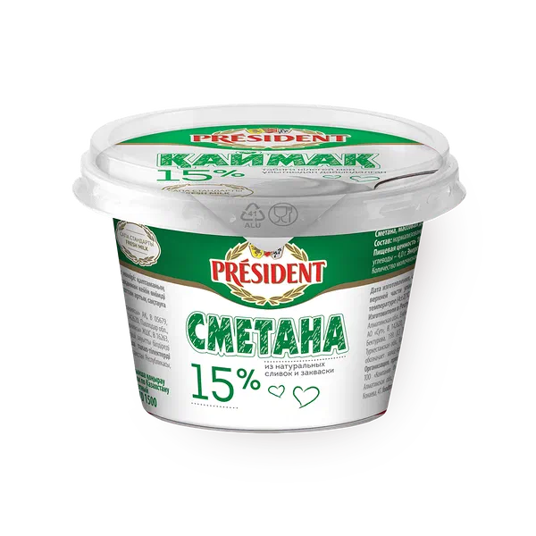Сметана «President» 15%