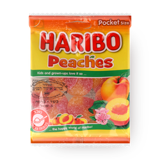 Peach Haribo flavored gummy candies