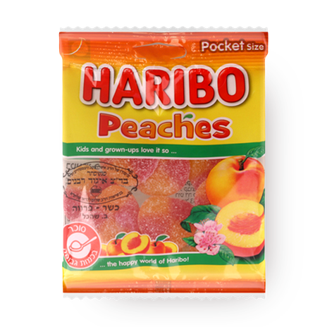 Peach Haribo flavored gummy candies