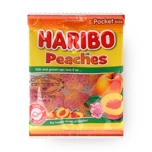 Peach Haribo flavored gummy candies