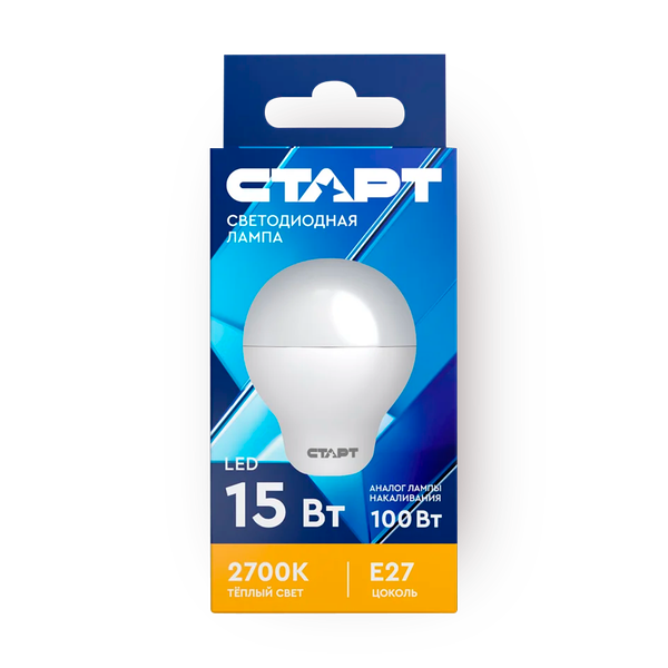 Лампа светодиодная «Старт» LEd Е27 15W30 груша, тёплый свет