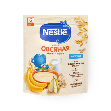 Каша молочная овсяная Nestle с грушей и бананом с 6 месяцев