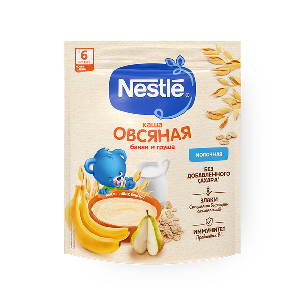 Каша молочная овсяная Nestle с грушей и бананом с 6 месяцев