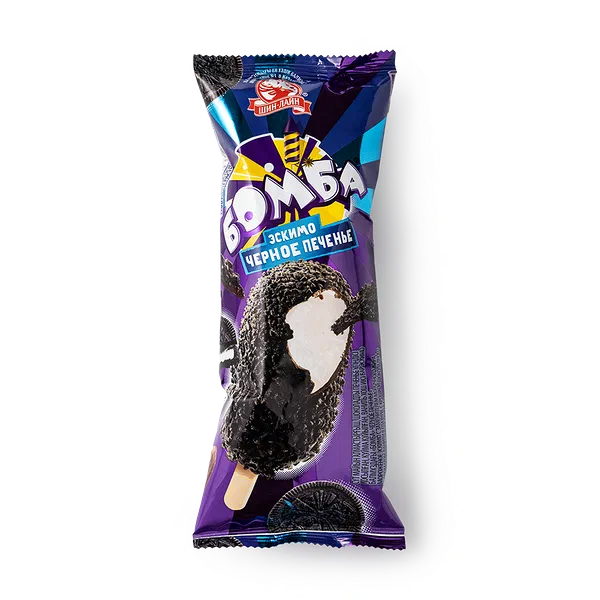 Мороженое «Бомба» чёрное печенье