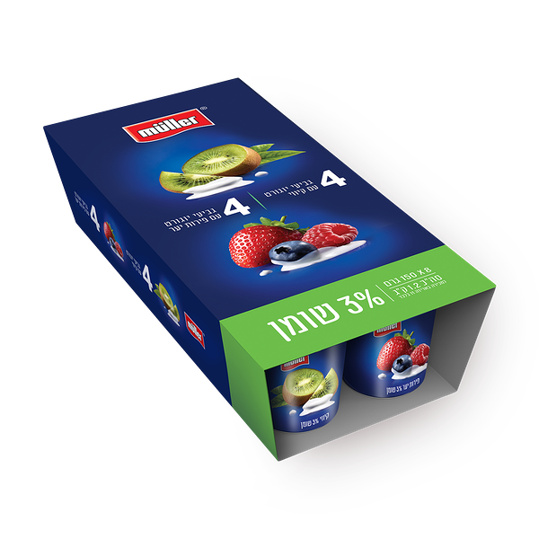 Muller Simply fruit 3% Berries and kiwi Pack