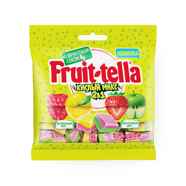 Конфета жевательная Fruit-tella Кислый микс 2в1