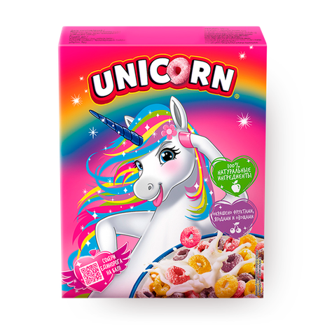 Готовый завтрак Радужные колечки Unicorn с фруктовым вкусом