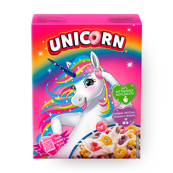 Готовый завтрак Радужные колечки Unicorn с фруктовым вкусом