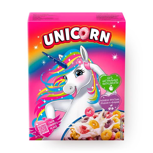 Готовый завтрак Радужные колечки Unicorn с фруктовым вкусом
