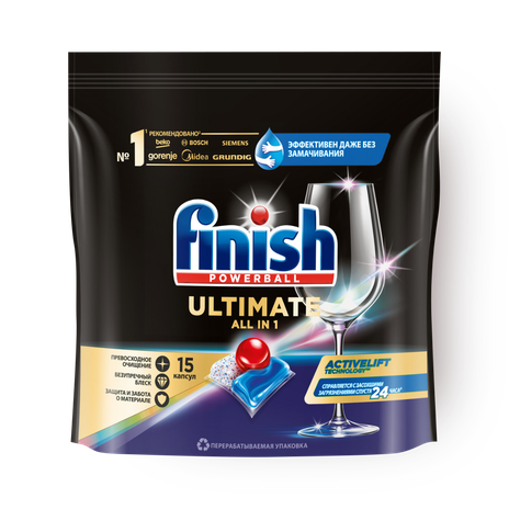 Капсулы для посудомоечных машин Finish Ultimate All in 1, 15 шт ...