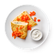 Омлет жареный с форелью, мягким сыром и свежим шпинатом Кофе Пью