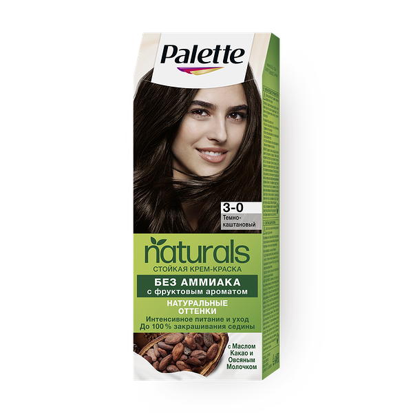 Крем-краска для волос Palette 3-0 Тёмно-каштановый