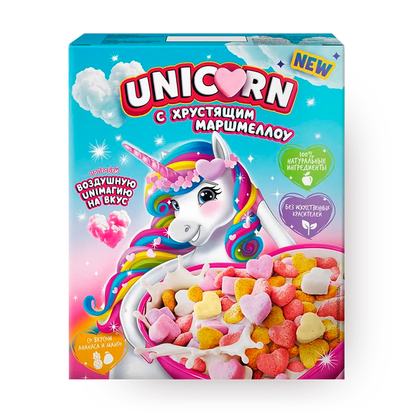 Готовый завтрак Хрустящий маршмеллоу Unicorn манго и ананас