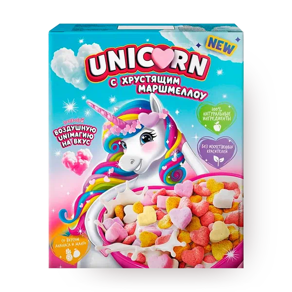 Готовый завтрак Хрустящий маршмеллоу Unicorn манго и ананас