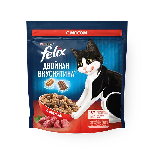 Корм сухой для кошек Felix с мясом