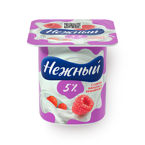 Йогурт «Нежный» с соком малины и земляники 5%