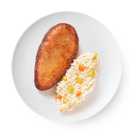 Рыбная котлета и рис с овощами Mazzali