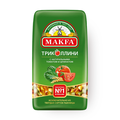 Макароны Свитки Триколлини Makfa с томатом и шпинатом