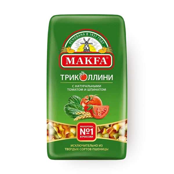 Макароны Свитки Триколлини Makfa с томатом и шпинатом