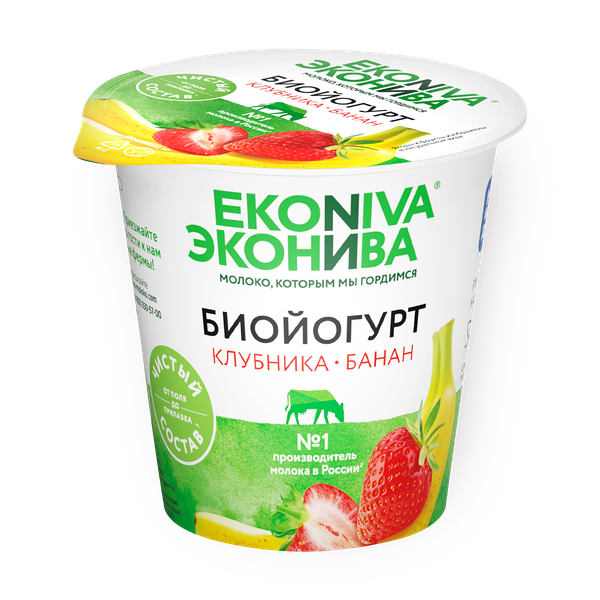 Биойогурт «Эконива» с клубникой и бананом 2,8%