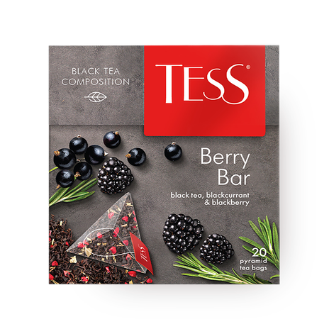 Чай чёрный Tess Berry Bar с ежевикой и черникой в пирамидках