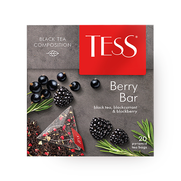 Чай чёрный Tess Berry Bar с ежевикой и черникой в пирамидках