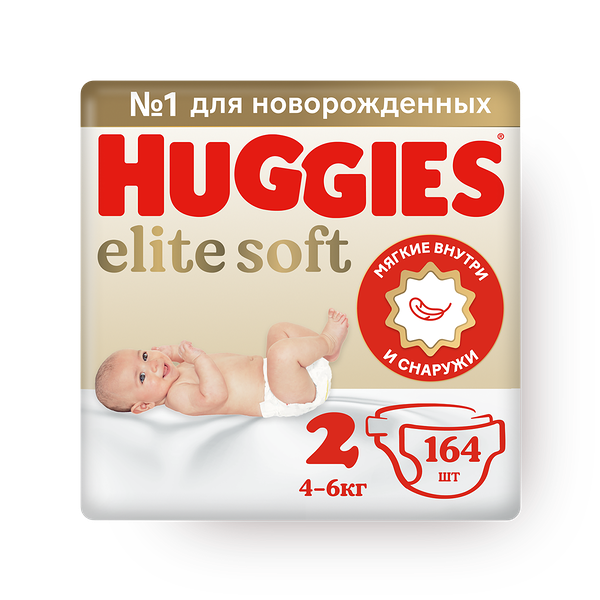 Подгузники Huggies Elite Soft для новорожденных размер 2 4-6 кг
