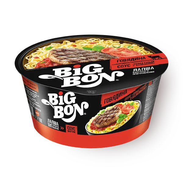 Лапша Big Bon говядина с соусом томат-базилик