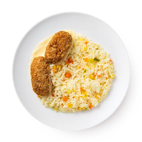 Биточки из курицы с рисом и овощами Mazzali
