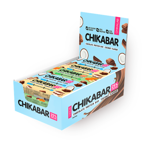 Батончик протеиновый Chikalab с начинкой ассорти без сахара 20 шт.