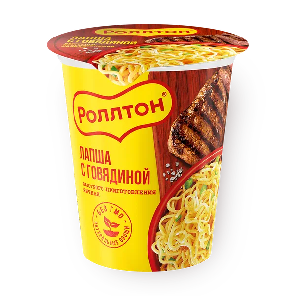 Лапша быстрого приготовления «Роллтон» Горячая порция с говядиной