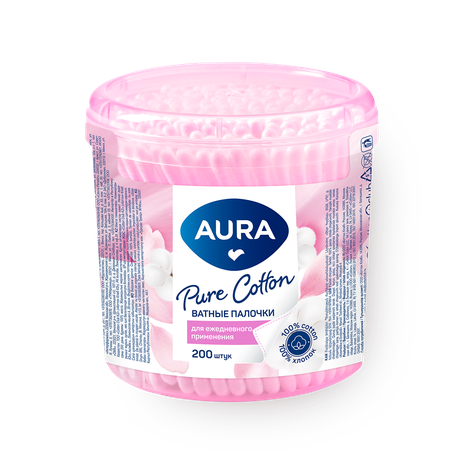 Ватные палочки Aura Beauty в стакане 200 шт