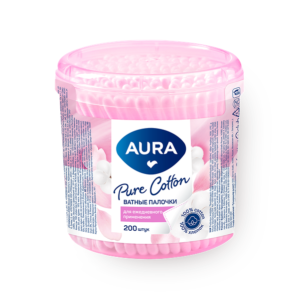Ватные палочки Aura Beauty в стакане 200 шт